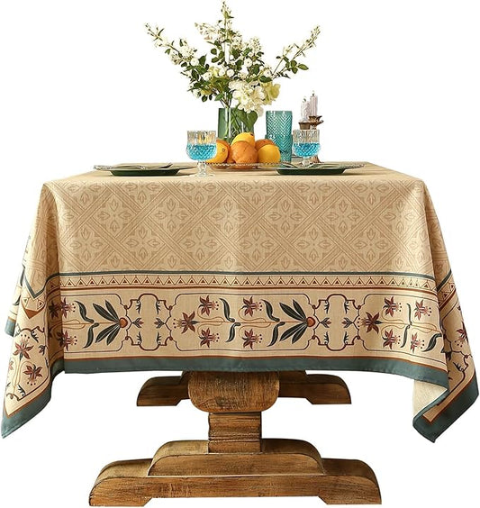 patdrea French Linen Tablecloth Soft Durable Floral Table Cloth Designer Kitchen Dining Tablecloth for Rectangular Tables for Parties Christmas 55"x 55"