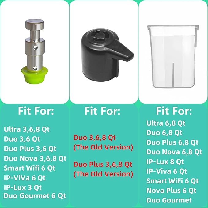 Replacement Parts for Instant Pot Duo/Duo Plus 5, 6 Qt, IP-DUO50, IP-DUO60 and IP-Duo Plus 60, Include Sealing Ring Steam Release Handle and Condensation Collector Cup