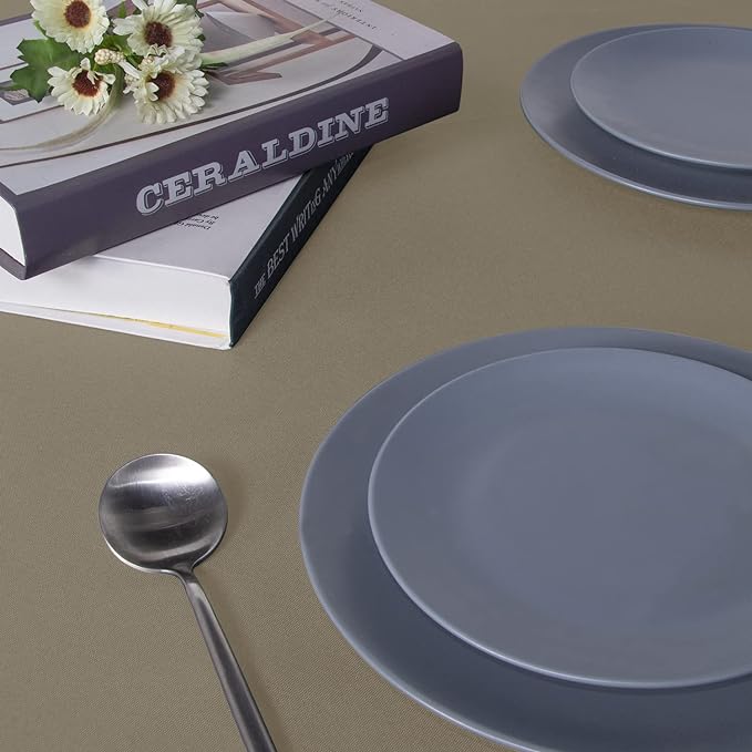 sancua Square Tablecloth - 60 x 60 Inch - Stain and Wrinkle Resistant Washable Polyester Table Cloth, Decorative Fabric Table Cover for Dining Tables, Buffet Parties and Camping, Taupe