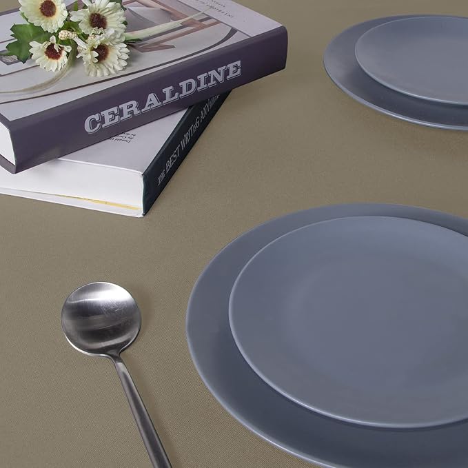 sancua Square Tablecloth - 70 x 70 Inch - Stain and Wrinkle Resistant Washable Polyester Table Cloth, Decorative Fabric Table Cover for Dining Tables, Buffet Parties and Camping, Taupe