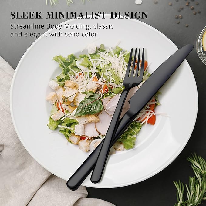 KINGSTONE Black Silverware Set, 20-Piece Flatware Set for 4, 18/10 Stainless Steel Cutlery for Home Kitchen and Restaurant