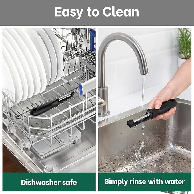 Beneno Swivel Vegetable Peeler, Razor-Sharp Smooth Peeling Potato Peelers with Stainless Steel Blades, Ergonomic Comfort Non-Slip Rubber Handle, Durable Kitchen Peelers with Potato Eye Remover, Black