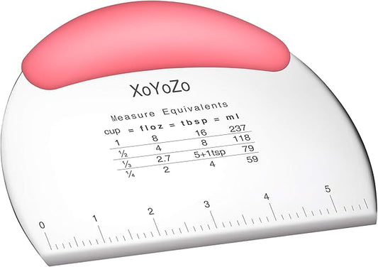 1 pcs Dough Pastry Scraper Chopper/Stainless Steel Dough Scraper Cutter with Ergonomic Rubber Non-Slip Grip/Dough Scraper Cutter/Pro Pastry Pizza Cutter Chopper (Pink)