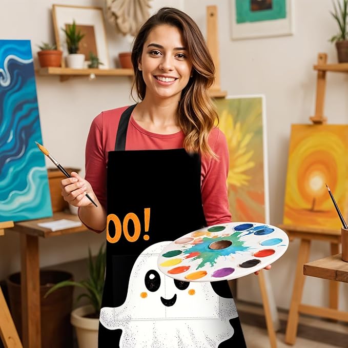 Halloween Apron Home Kitchen Cooking Baking Gardening for Women Men with Pockets waterproof 32x28 inch