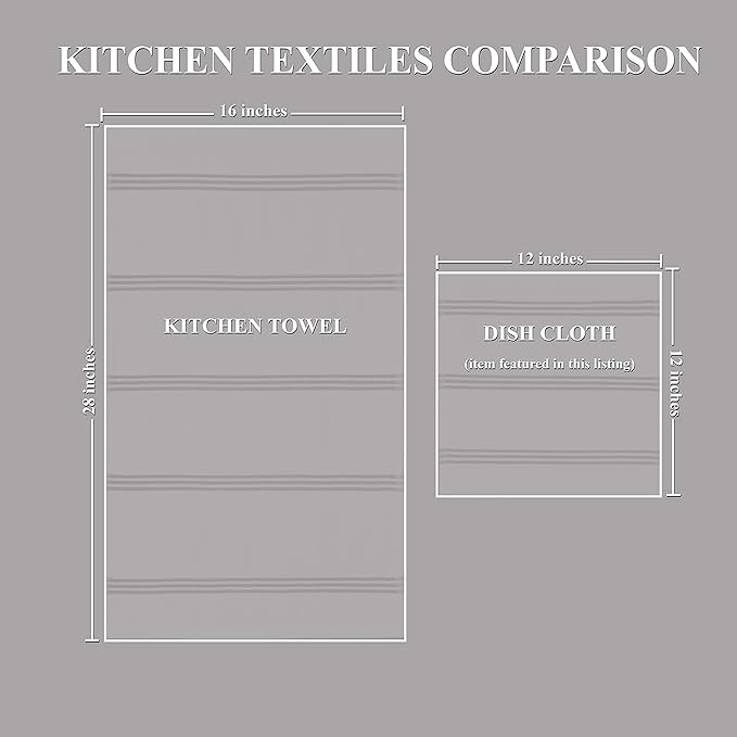 Sticky Toffee Cotton Dishcloths Set of 8 – 12x12 in Tan and White Tea Towels, Reusable and Absorbent Dish Cloths for Cleaning or Drying, Oeko-Tex Cotton