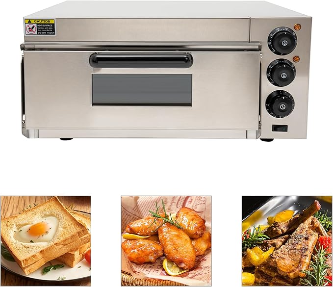 1800W Electric Pizza Oven Indoor Commercial Pizza Oven Countertop Pizza Maker with Timer Multipurpose Indoor Pizza Machine – Adjustable Temp (122-662°F）for Home Restaurants Bakeries
