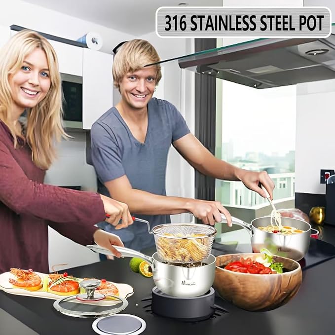 3 Qt Tri-Ply Stainless Steel Saucepan with Glass Strainer Lid 3 Quart Stainless Steel Sauce pan With Lid All Cooktops Compatible Sauce Pot Dishwasher and Oven Safe Dual Spout for Effortless Pouring