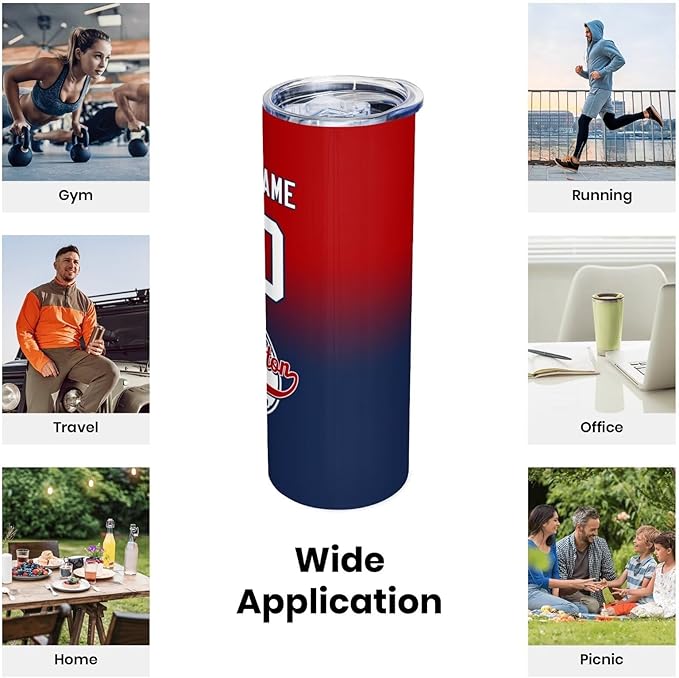 Custom Tumbler Stainless Steel Cup Personalized Baseball Vacuum Insulation Travel Mug Add Your Name Number Fans Gift for Baseball Fans