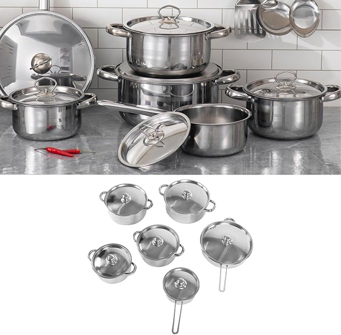 Stainless Steel Pots and Pans Set, Nonstick Kitchen Induction Cookware Set, Induction Kitchen Cooking Skillet Kits with Frying Pan Soup Milk Pot