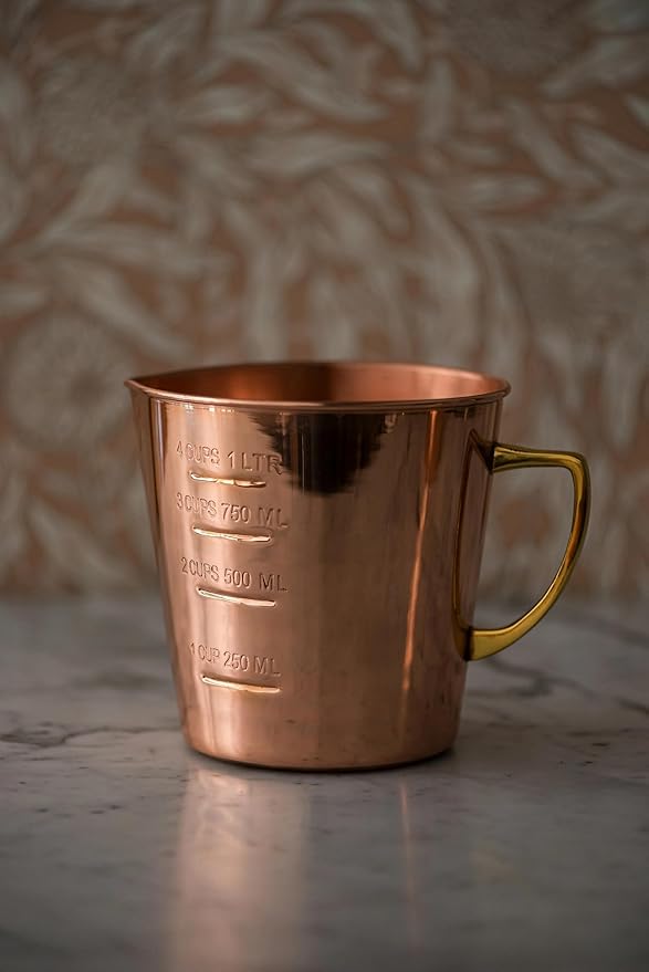 4 Measuring Cup | Stainless Steel with Copper Finish | Heavy-Duty, Rust-Resistant, Easy-Read Measurements | Kitchen Measuring Tool for Baking, Cooking, Liquids, Dry Ingredients