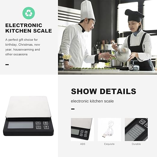 GLEAVI USB Rechargeable Mini Kitchen Gram Scale Precision Electronic Food Scale for Baking Cooking Jewelry Weighing with Tare Function Portable Professional Accessory