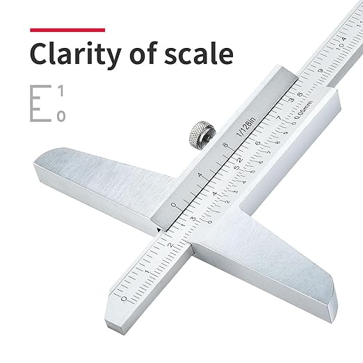 0-150mm Depth Vernier Caliper Micrometer Measuring Tool, 0.02mm Resolution,Carbonsteel Caliper Measuring Tool, DRINYOUNG (0-150/128in Depth Caliper)