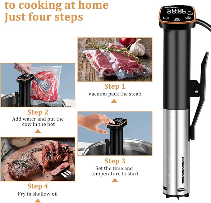 Sous Vide Cooker, Sous Vide Machine 1100 W, Immersion Circulator Precisional Cooker with Touch Control, Accurate Temperature, Ultra-quiet, IPX7 Waterproof, Fast Heating and Time Control