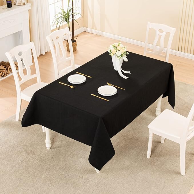 BALCONY & FALCON Square Tablecloth - Small Waterproof Table Cloth, Wrinkle Resistant Table Cover Linen Fabric Tablecloths for Dining Kitchen Wedding and Outdoor Decoration (Black, 47"x47")