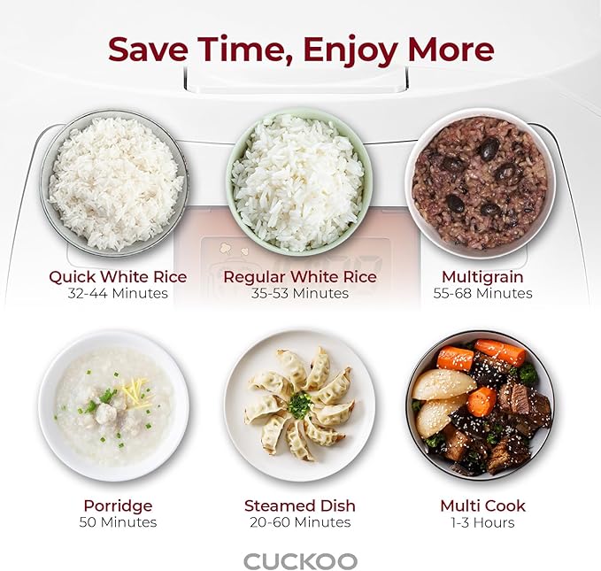 CUCKOO Micom Rice Cooker 6 Cup Uncooked / 12 Cup Cooked, Korean Fuzzy Logic Rice Cooker with Delay Timer & Keep Warm Setting, Versatile Food Steamer with Non-Stick Inner Pot, White (CR-0633F)