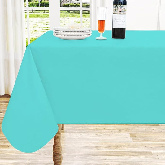 homing Square Vinyl Tablecloth, Waterproof Spillproof Plastic Flannel Backed Table Cloth, Wipe Clean Table Cover for Dining, Buffet Parties and Camping (Teal, 60" x 60")