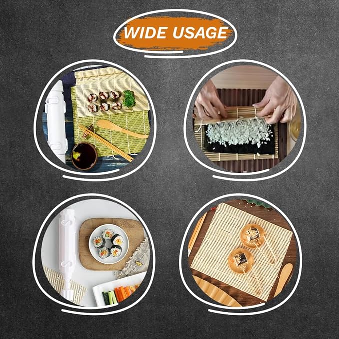 Sushi Making Kit for Beginners Sushi Bazooka Maker with Bamboo Mats, Sushi Knife, Paddle, Spreader and Chopsticks Sushi Making Tools Easy Sushi Maker Set DIY Sushi Roller Machine Tool Kitchen Utensil