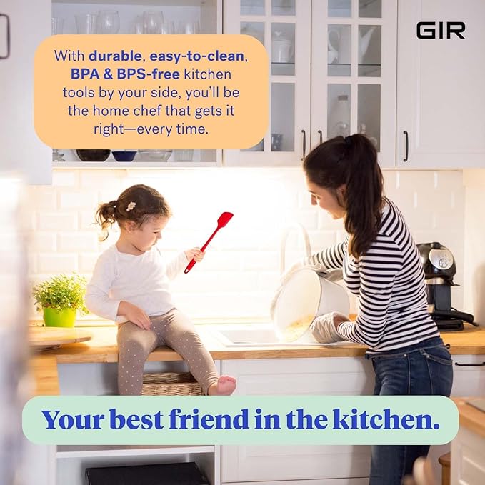 GIR: Get It Right 5 Piece Silicone Ultimate Kitchen Utensils Set - Ladle, Spatula, Flip, Spoon & Spoonula - Non-Toxic Cooking Utensils for Nonstick Cookware, Cooking and Baking - Red