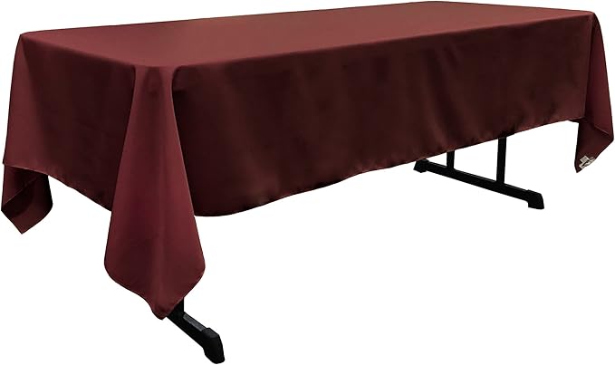 LinenTablecloth 60 x 126-Inch Rectangular Polyester Tablecloth Burgundy