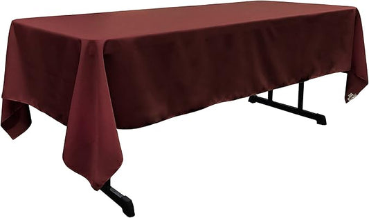 LinenTablecloth 60 x 126-Inch Rectangular Polyester Tablecloth Burgundy