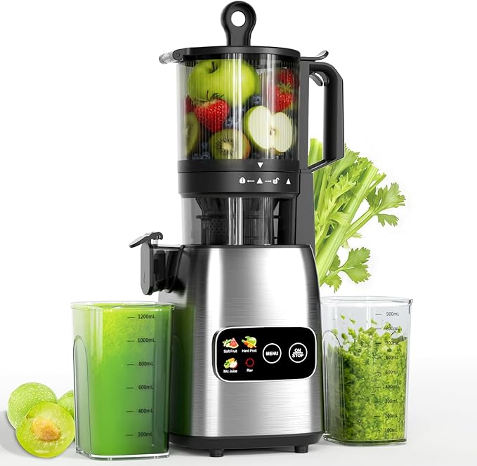 Kndko Cold Press Juicer, Premium Juicer Machines with 5.4" Extra Wide Feed Chute Juice Extractor Machine, High Juice Yield Slow Masticating juicer for Whole Vegetables & Fruits