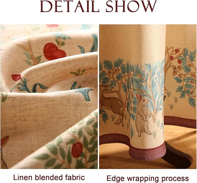 patdrea Designer Beige Tablecloth for Round Tables,Vintage Elegant French Linen with Trees and Kid Pattern Table Cloth,Farmhouse Table Cover Cloth Decor for Kitchen Dining Christmas,Diameter 55"