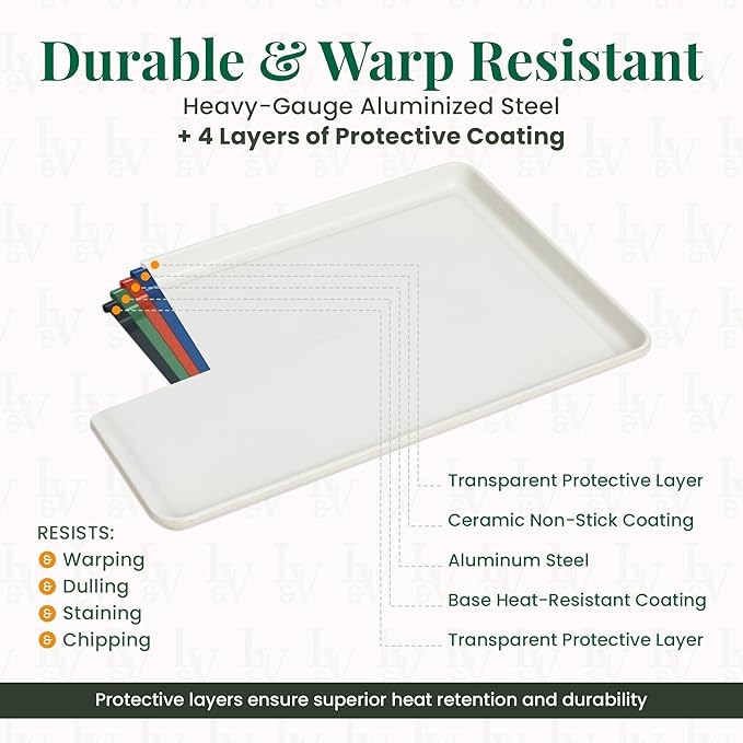 Larder & Vine 8-Piece Bakeware Set | Non-Stick Baking Set with Ceramic Finish | PFAS, PFOA, PTFE, and BPA Free Baking Essentials | Baking Sheets, Muffin Tins and Assorted Baking Pans | French Gray