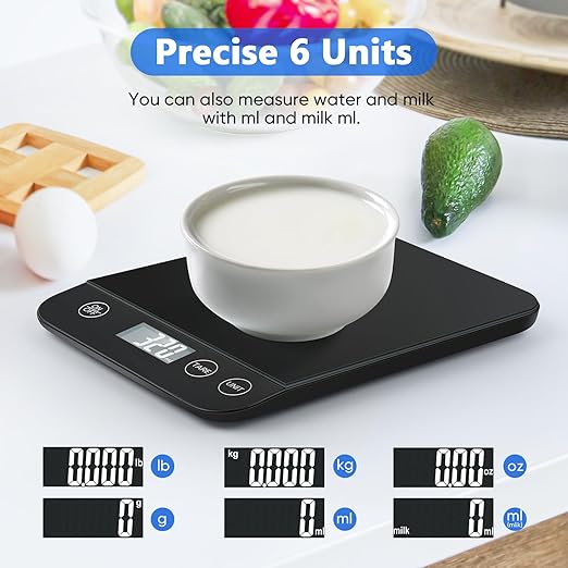 Digital Kitchen Scale, 22lb Capacity, Tempered Glass, Easy Tare Function, Large LCD Display, Perfect for Cooking, Baking, and Meal Prep