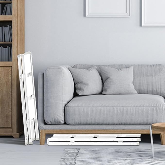 3 Step Lightweight Folding Ladder for Home, 330lbs Aluminum Step Ladder Anti-Slip for Kitchen, Step Stool Foldable Adults for Closet, 330lbs - White