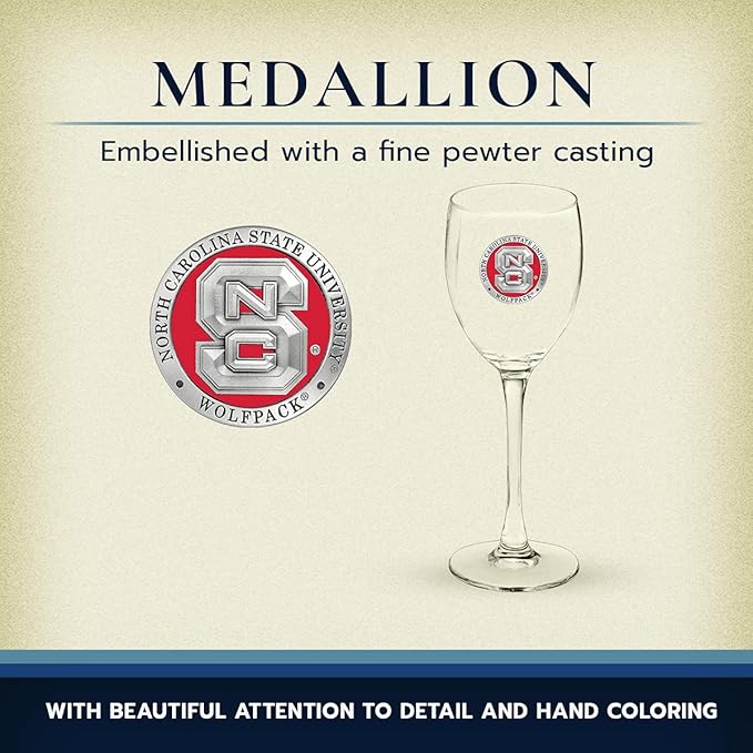 Heritage Pewter North Carolina State Wolfpack Glass Goblets – Set of 2 | 12 OZ Goblet Wine Glasses | Expertly Crafted Pewter Glass