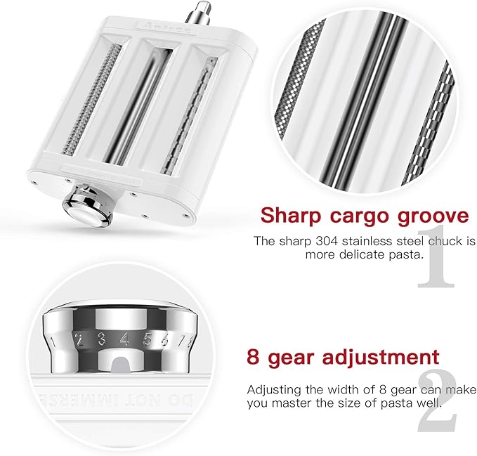 ANTREE 3-1 Pasta Maker Attachment for KitchenAid includes Pasta Sheet Roller attachment & Spaghetti Cutter & Fettuccine Cutter attachment, Easy to use and clean with Pasta Drying Rack & Cleaning Brush