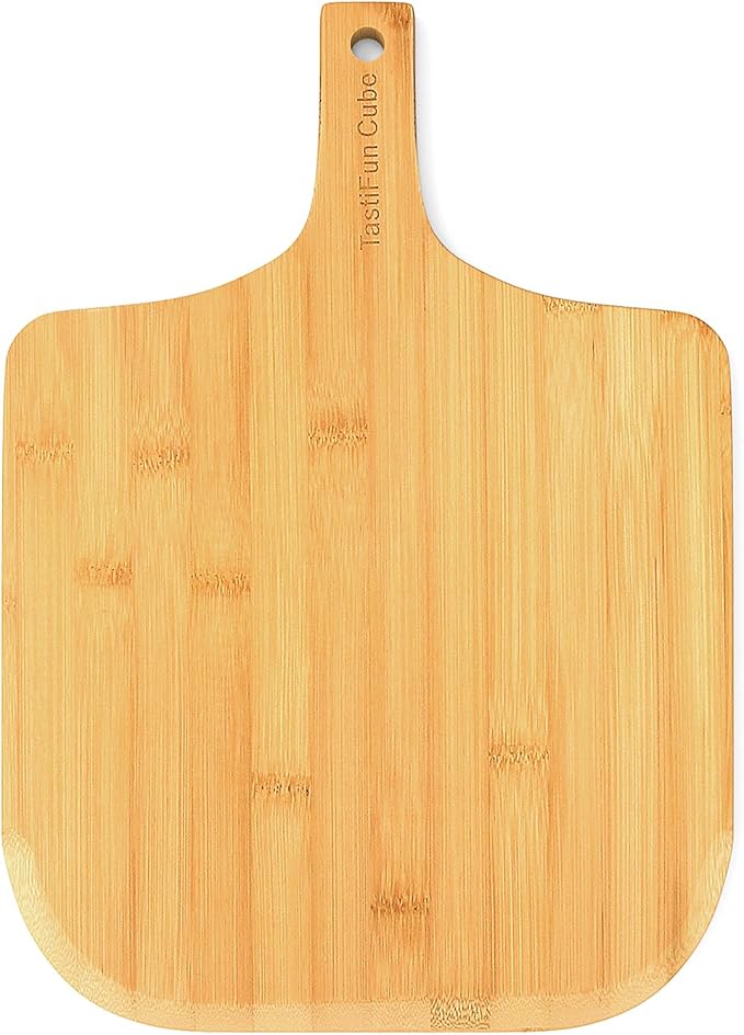 Pizza peel, 12" natural bamboo pizza paddle, Essential accessories for indoor Outdoor Ovens, baking homemade pizza, cutting board, Cheese, Serving Pizza, Bread, Cookies & More, Eco-Friendly & Durable