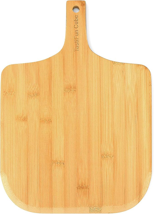 Pizza peel, 12" natural bamboo pizza paddle, Essential accessories for indoor Outdoor Ovens, baking homemade pizza, cutting board, Cheese, Serving Pizza, Bread, Cookies & More, Eco-Friendly & Durable