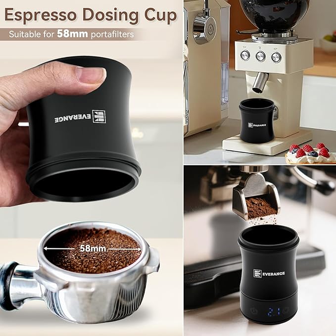 Digital Coffee Scale with Timer - Rechargeable Espresso Scale Precise Pour Over & Drip Coffee Scale, LED Display, Includes Dosing Cup, Black