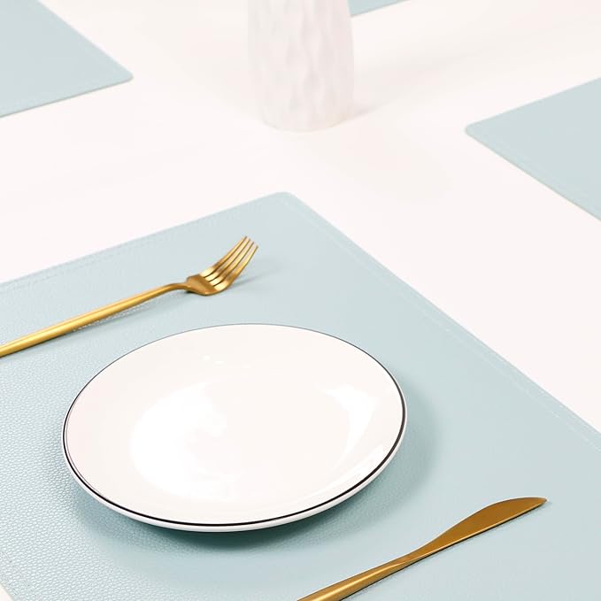 Set of 8 Faux Leather Placemats, PU Table Mats, Waterproof, Stain Resistant, Heat Resistant, Non-Slip Easy to Clean for Kitchen, Dining, Conference Tables