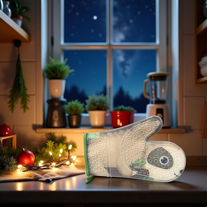 Sloth Oven Mitt Silicone Heat Resistant Glove - Chillin' Charlie Funny Animal Kitchen Accessories for Baking, Cooking & Gifts - Cute Sloth Kitchen Gadget with Fabric Lining