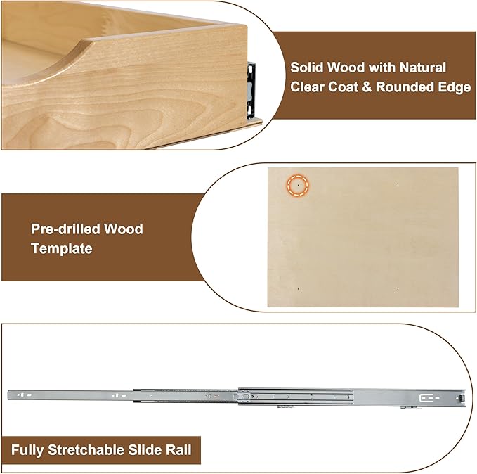 Slide Out Drawer for Kitchen Cabinets, Pull Out Organizer for Home, Pantry, 23''w