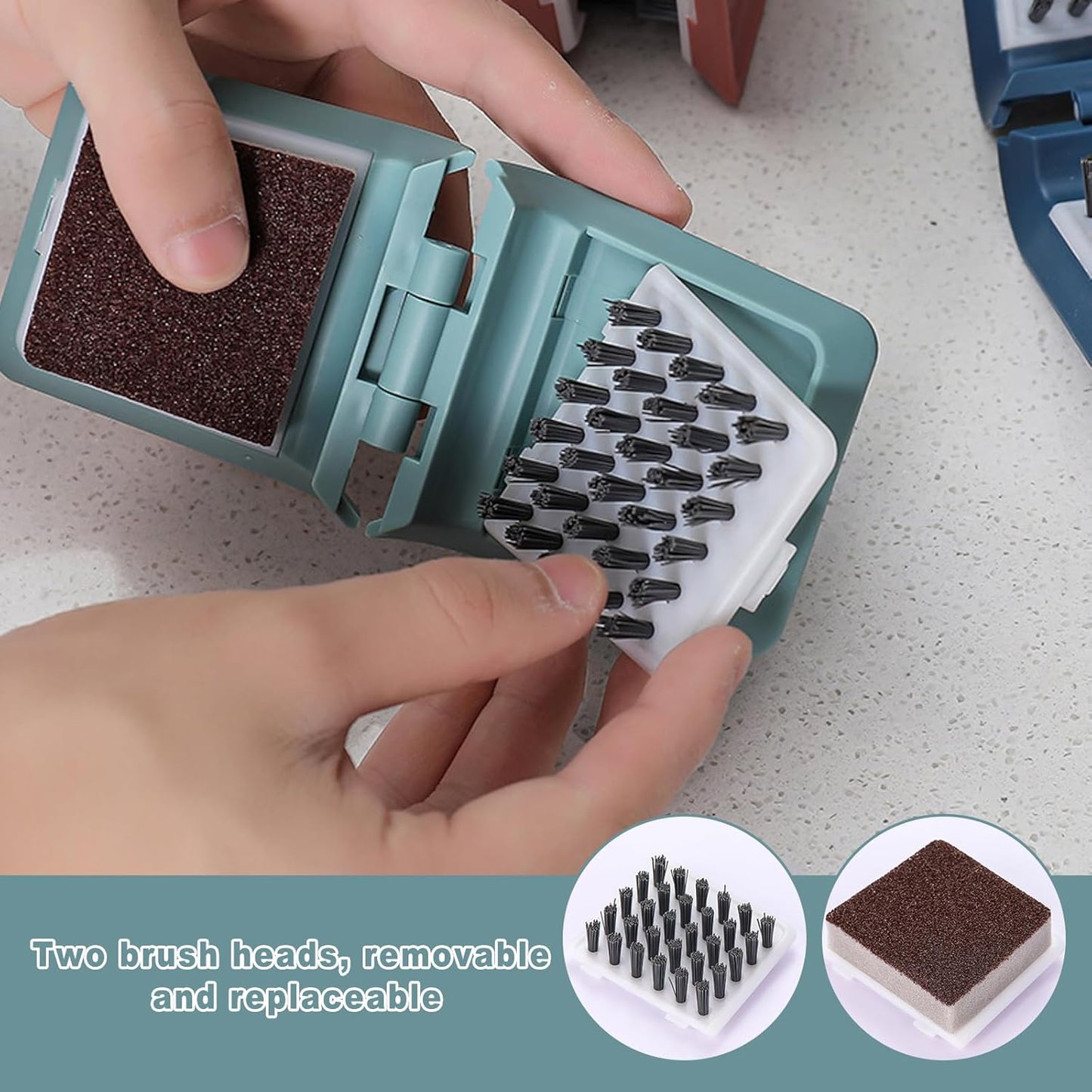 Knife Cleaner, 3 Pack Cutlery Cleaner, Blade Cleaner with 3 Pcs Replacement Sponge Brush Head, for Kitchen Chopsticks Fork Spoon Knives Washing (Blue, Pink, Green)