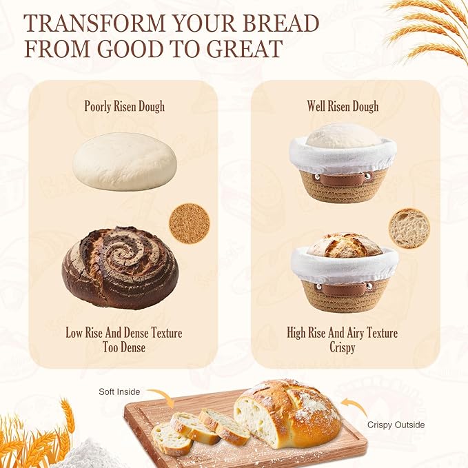 Banneton Bread Proofing Basket, Mini Bread Basket, Sourdough Bread Baking Supplies, Sourdough Banneton Basket, Sourdough Starter Kit, 5 Inch Mini Banneton Basket Set of 6, Sour Dough Starter Kits