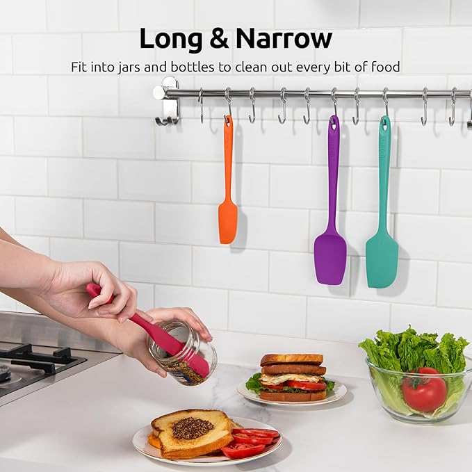 U-Taste Heat Resistant Silicone Spatula - 600ºF Hot-Proof Food Grade Kitchen Baking Bowl Scraper, Flexible and Sturdy Rubber Cooking Utensil for Mixing Scraping in NonStick Cookware (4 Pcs, Colorful)