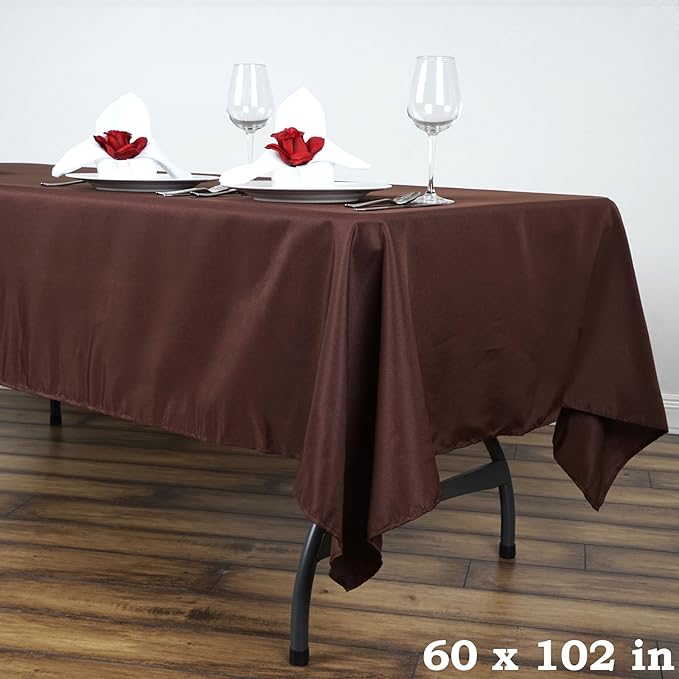 LinenTablecloth 60 x 102-Inch Rectangular Polyester Tablecloth Chocolate