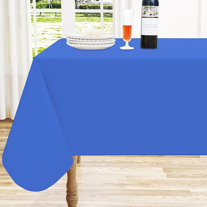 homing Rectangle Vinyl Tablecloth, Waterproof Spillproof Plastic Flannel Backed Table Cloth, Wipe Clean Table Cover for Dining, Buffet Parties and Camping (Blue, 60" x 120")
