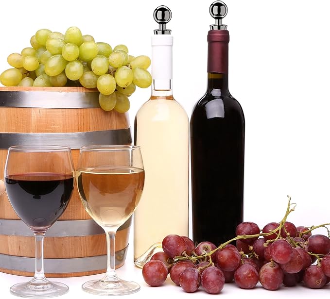 Vacuum Wine Bottle Stoppers 6Pcs - Reusable Silicone Corks, Leak Proof, Keep Fresh, Suitable for Standard Bottles (Black, 6 Pack)