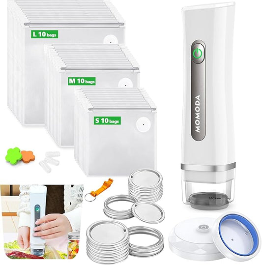 MOMODA Sous Vide Cooking Bags - Set of 30 | BPA-Free Reusable Vacuum Seal Bags with Air Valve for Joule and Anova Cookers | Freezer Safe Vacuum Food Storage Bags with Upgraded Electric Pump Included