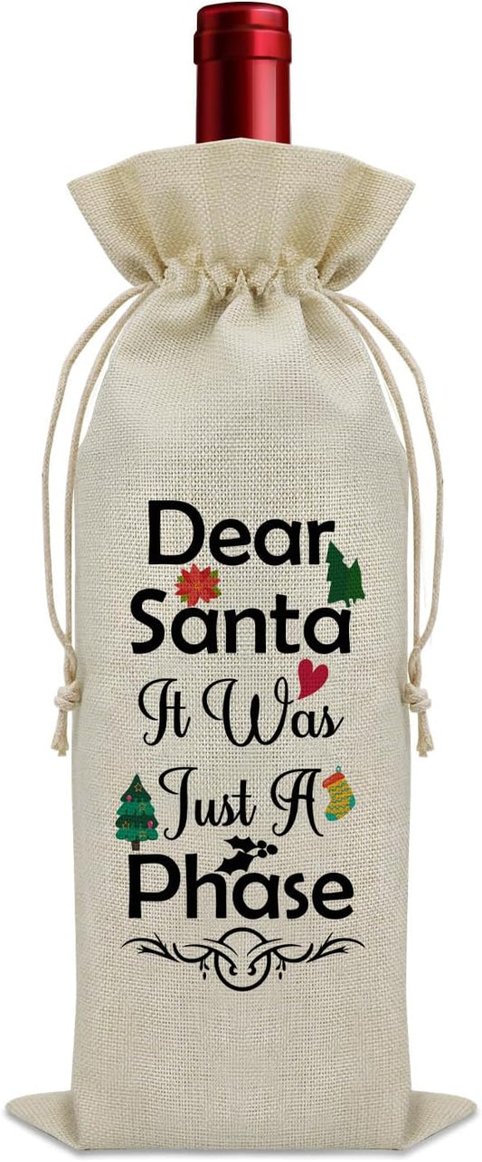 Christmas Wine Gift Bags Christmas Drawstring Bags Wine Bottle Gifts for Women Secret Santa Gifts for Coworker Men Wine Bottle Storage Bags for Travel Wine Accessories Gifts for Wine Lovers
