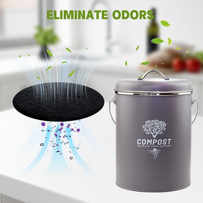 12 Pack - 6.7 Inch Round Compost Bin Charcoal Filters,Extra Thick Activated Carbon Charcoal Filters for Longer Lasting Odor Control, Fits Countertop and Home Bucket Kitchen Compost Bins (Refill)