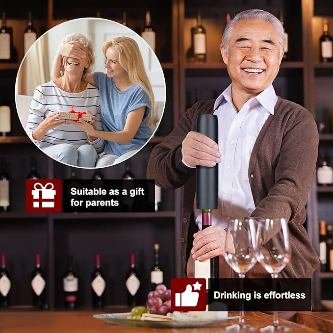 AIKARO - Electric Wine Bottle Opener Automatic Corkscrew, Rechargeable (Set A)