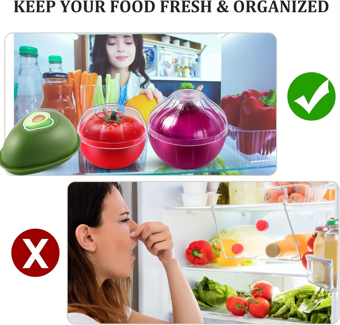 Avocado Storage Containers, Reusable Avocado Keeper for Fridge, Individual Avocado Saver Holder Organizer for Refrigerator to Keep Avocado Fresh