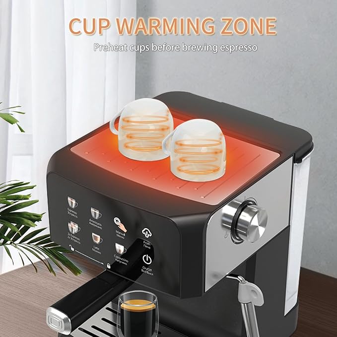 Expresso Machines for Home,20 Bar Professional Espresso Coffee Machine with Milk Frother,Coffee Maker for Latte Cappuccino，Espresso Maker with 52oz Removable Water Tank