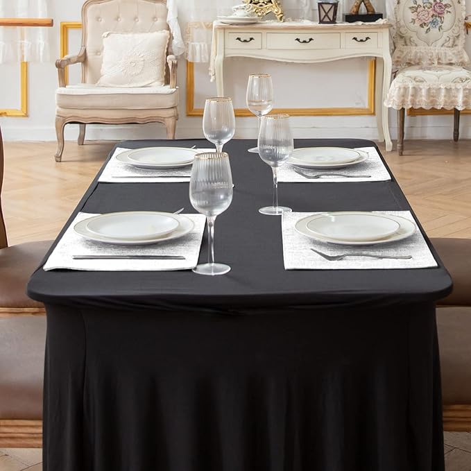 Linen Placemats Set of 8, Machine Washable, Heat Resistant, Wrinkle Free, Thick Polyester Kitchen Place Mats for Dining Table (White)